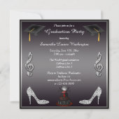 Disco-Diva-Kuchen, silbernes Heels-Abschluss-Party Einladung (Rückseite)