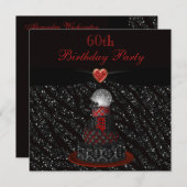Disco-Diva-Kuchenzebra-Glitzer-Druck-60. Einladung (Vorne/Hinten)