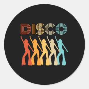 Disco-Diva-Party im Retro-Stil der 70er Jahre Vint Runder Aufkleber