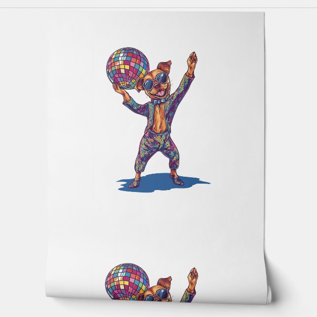 Disco Dog Delight - Funny 70er Party Pup Tapete (Abrollen)