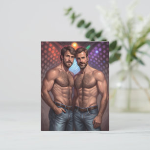 Disco-Duo: Eine malerische Feier des Nachtlebens Postkarte
