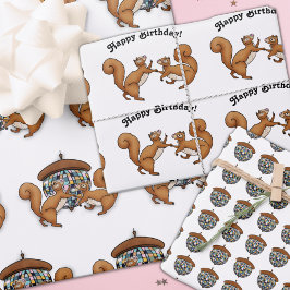 Disco Eichhörnchen Geburtstag Geschenkpapier Set