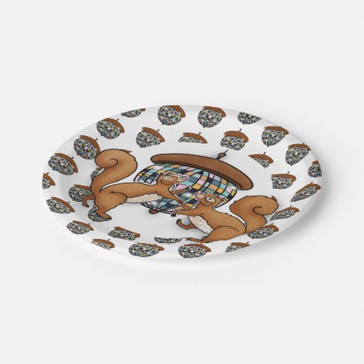 Disco Eichhörnchen Pappteller (Schrägansicht)