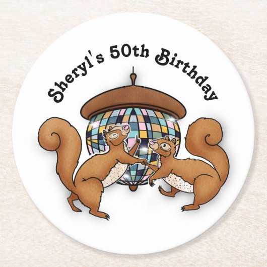 Disco Eichhörnchen-Party Runder Pappuntersetzer (Vorderseite)