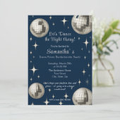 Disco Fieber Junggeselinnen-Abschied - Silver Disc Einladung (Stehend Vorderseite)