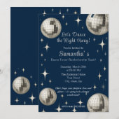 Disco Fieber Junggeselinnen-Abschied - Silver Disc Einladung (Vorne/Hinten)