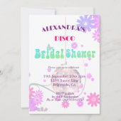 Disco Floral Retro Lila Bridal Dusche Einladung (Vorderseite)