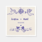 Disco Funky Retro Hand Drawn Wedkins Serviette (Vorderseite)