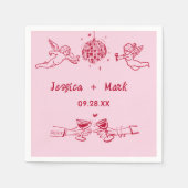 Disco Funky Retro Hand Drawn Wedkins Serviette (Vorderseite)