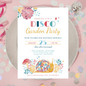 Disco Garden Party Geburtstag Einladung