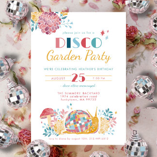 Disco Garden Party Niedliche Geburtstag Einladung