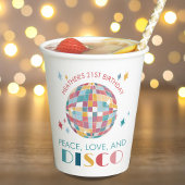 Disco Garden Party Peace, Liebe und Disco Pappbecher