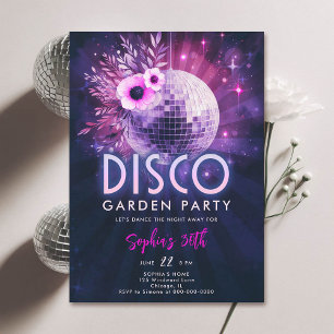 Disco-Gartenparty Hot Pink Lila 30. Geburtstag Einladung