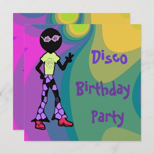 Disco Geburtstagsparty Einladungen (Vorne/Hinten)