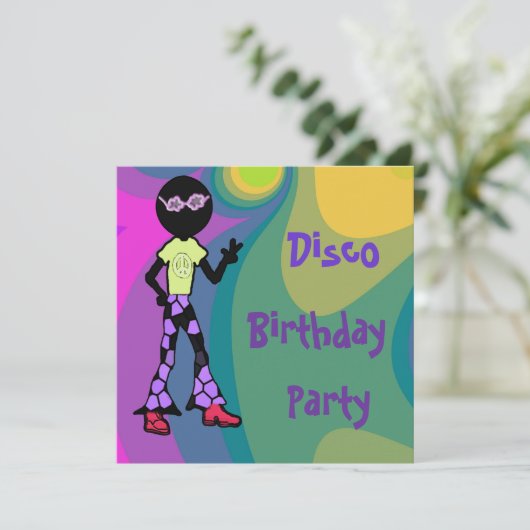 Disco Geburtstagsparty Einladungen (Stehend Vorderseite)