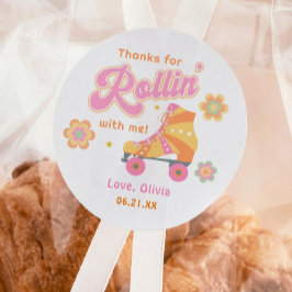 Disco Girl Roller Skaten Geburtstagsparty Runder Aufkleber