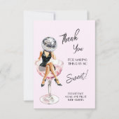 Disco Girl Sich auf einem Cocktail Dankeskarte (Vorderseite)