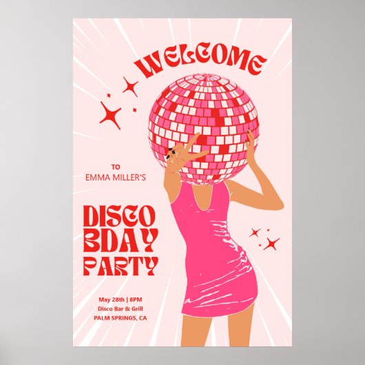 Disco Girl Welcome Sign Poster (Vorne)