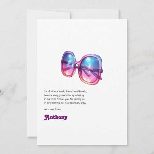 Disco Glam Retro Martini Galaxy Glasdesign Dankeskarte (Rückseite)