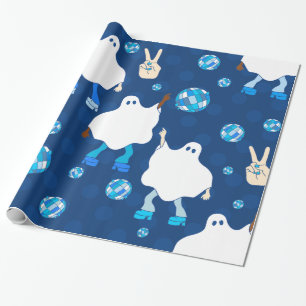 Disco Halloween afrikanischer Geist blau Geschenkpapier