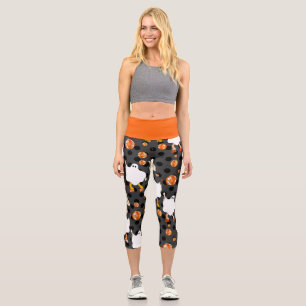 Disco-Halloween-afrikanischer Geist Orange Capri Leggings