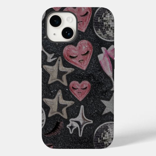 Disco Hearts Protective Phone Case – Chic Glam Sty (Rückseite)