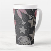 Disco Hearts Tall Latte Mug – Stylish Glam Coffee  Milchtasse (Rechte Ecke)