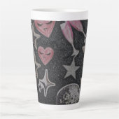Disco Hearts Tall Latte Mug – Stylish Glam Coffee  Milchtasse (Vorderseite)