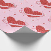 Disco-Herz Saturn-Ring Retro-Space Rosa-Geschenk Geschenkpapier (Ecke)
