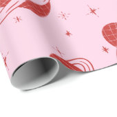 Disco-Herz Saturn-Ring Retro-Space Rosa-Geschenk Geschenkpapier (Rolleneckpunkt)