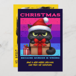 Disco Holiday Funny Cat Retro Christmas Photo Feiertagskarte