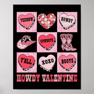 Disco Howdy Valentins Cowboy Herz Rodeo Texas Wes Poster
