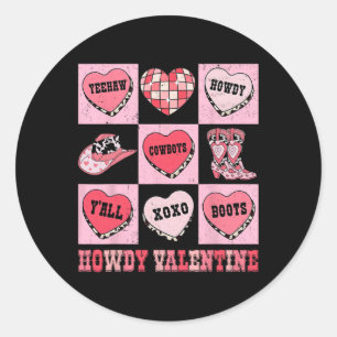 Disco Howdy Valentinstag Cowboy Herz Rodeo Texas W Runder Aufkleber