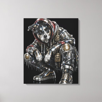 Disco-Hund-Leinwand-Wandkunst – Moderne Mosaik-Wel Leinwanddruck