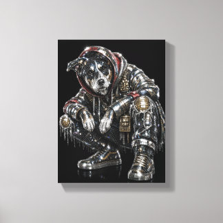 Disco-Hund-Leinwand-Wandkunst – Moderne Mosaik-Wel Leinwanddruck