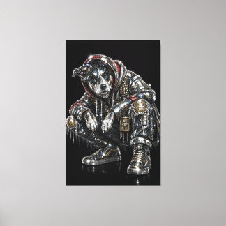 Disco-Hund-Leinwand-Wandkunst – Moderne Mosaik-Wel Leinwanddruck