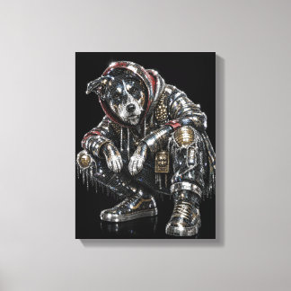 Disco-Hund-Leinwand-Wandkunst – Moderne Mosaik-Wel Leinwanddruck