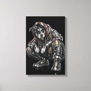 Disco-Hund-Leinwand-Wandkunst – Moderne Mosaik-Wel Leinwanddruck