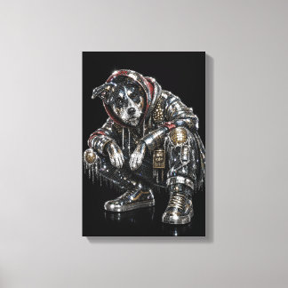 Disco-Hund-Leinwand-Wandkunst – Moderne Mosaik-Wel Leinwanddruck