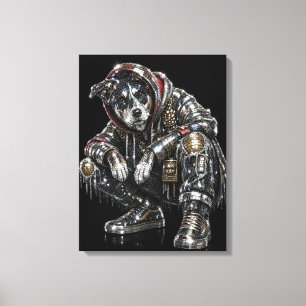 Disco-Hund-Leinwand-Wandkunst – Moderne Mosaik-Wel Leinwanddruck