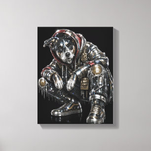 Disco-Hund-Leinwand-Wandkunst – Moderne Mosaik-Wel Leinwanddruck