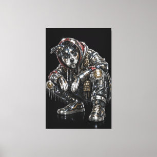 Disco-Hund-Leinwand-Wandkunst – Moderne Mosaik-Wel Leinwanddruck