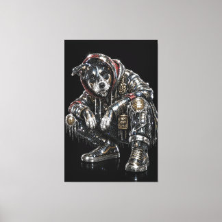Disco-Hund-Leinwand-Wandkunst – Moderne Mosaik-Wel Leinwanddruck