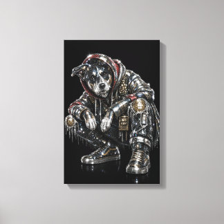 Disco-Hund-Leinwand-Wandkunst – Moderne Mosaik-Wel Leinwanddruck