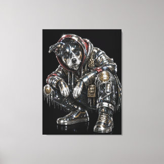 Disco-Hund-Leinwand-Wandkunst – Moderne Mosaik-Wel Leinwanddruck