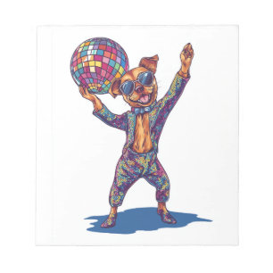 Disco-Hund-Wonne � Lustiger 70er-Party-Hund Notizblock