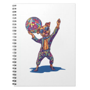 Disco-Hunde-Spaß � Lustiger 70er-Party-Hund Notizblock