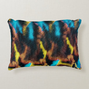 Disco-Ikat-Muster. Farbiger Dirty-Art-Hintergrund. Dekokissen