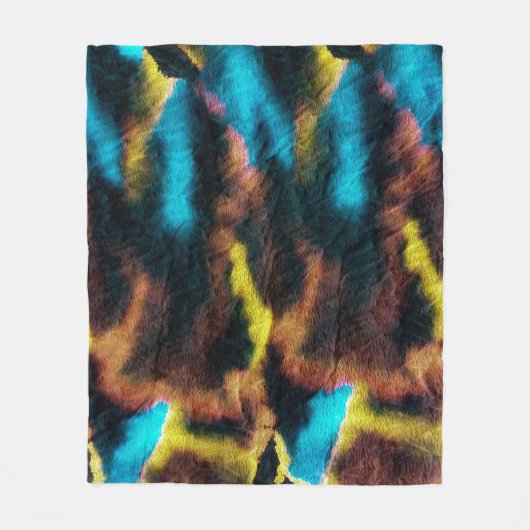Disco-Ikat-Muster. Farbiger Dirty-Art-Hintergrund. Fleecedecke (Vorderseite)