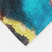 Disco-Ikat-Muster. Farbiger Dirty-Art-Hintergrund. Fleecedecke (Ecke)